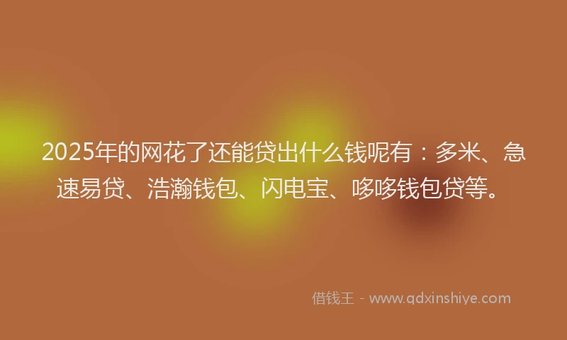 2025年的网花了还能贷出什么钱呢有：多米、急速易贷、浩瀚钱包、闪电宝、哆哆钱包贷等。