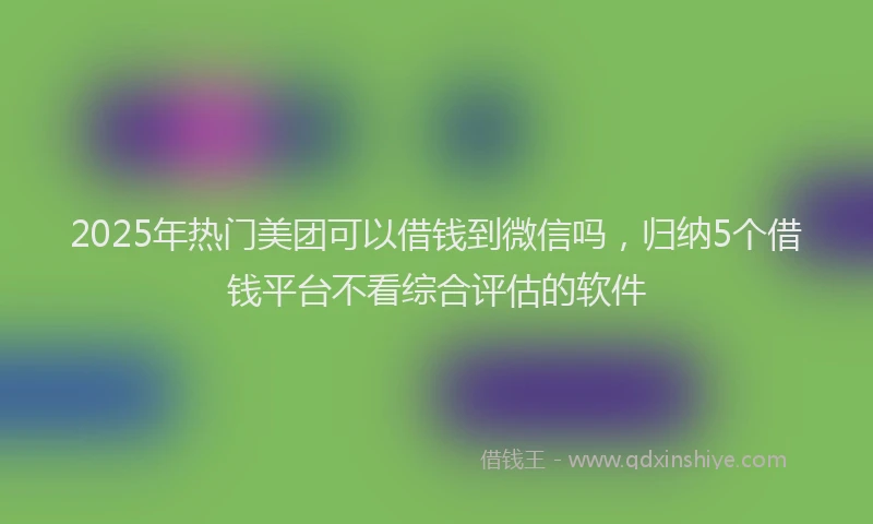 2025年热门美团可以借钱到微信吗，归纳5个借钱平台不看综合评估的软件