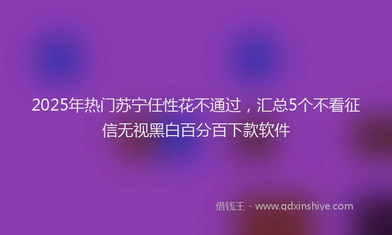 2025年热门苏宁任性花不通过，汇总5个不看征信无视黑白百分百下款软件