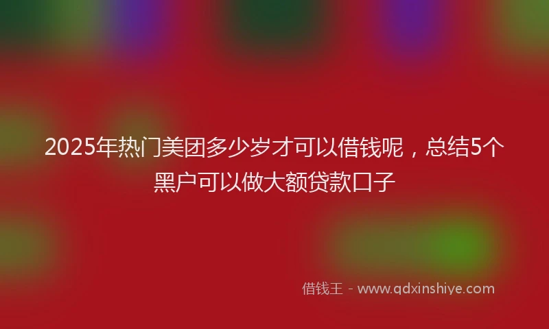 2025年热门美团多少岁才可以借钱呢，总结5个黑户可以做大额贷款口子
