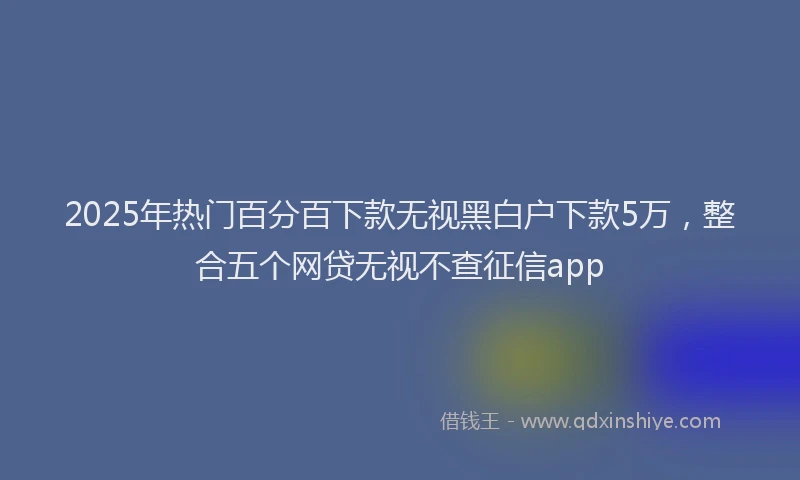 2025年热门百分百下款无视黑白户下款5万，整合五个网贷无视不查征信app