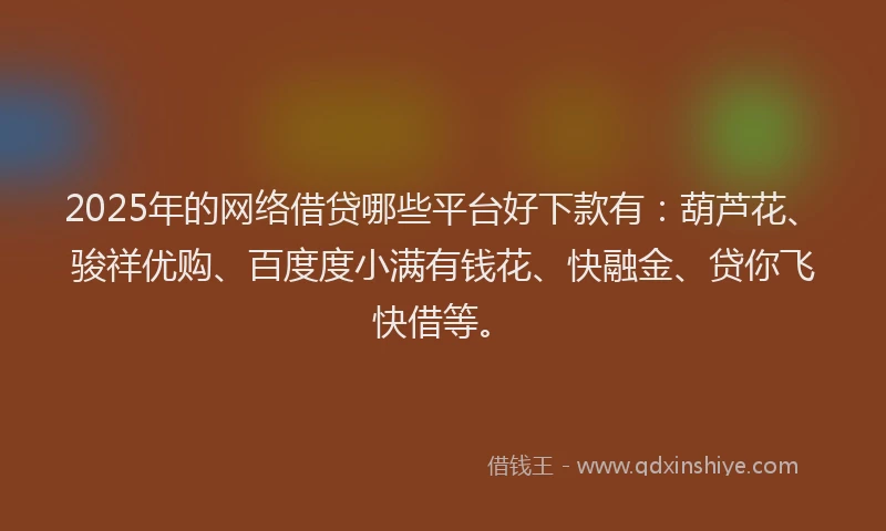 2025年的网络借贷哪些平台好下款有：葫芦花、骏祥优购、百度度小满有钱花、快融金、贷你飞快借等。
