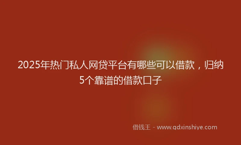 2025年热门私人网贷平台有哪些可以借款，归纳5个靠谱的借款口子