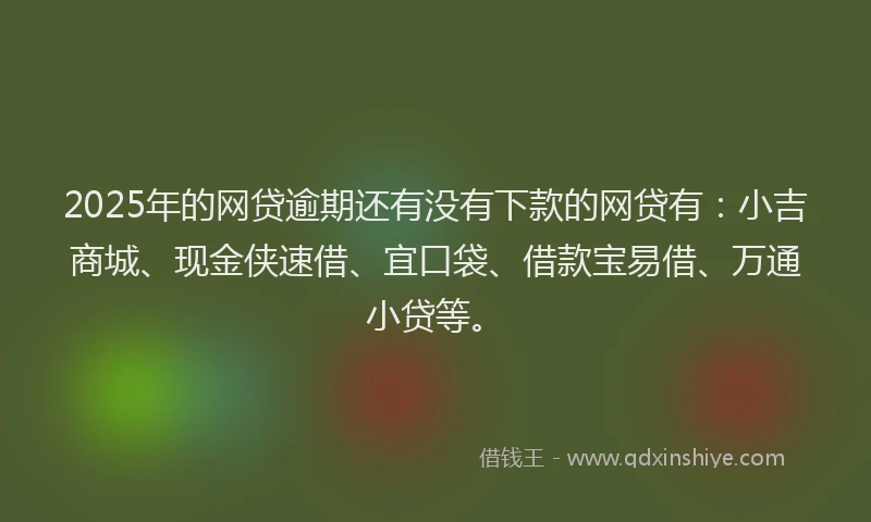 2025年的网贷逾期还有没有下款的网贷有：小吉商城、现金侠速借、宜口袋、借款宝易借、万通小贷等。