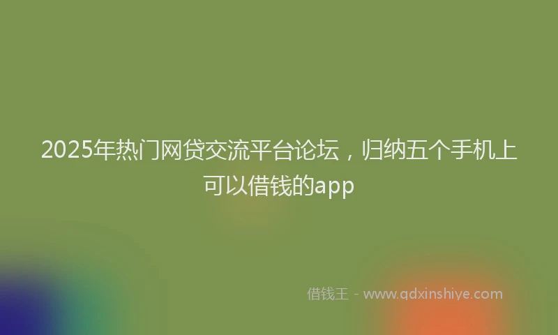 2025年热门网贷交流平台论坛，归纳五个手机上可以借钱的app