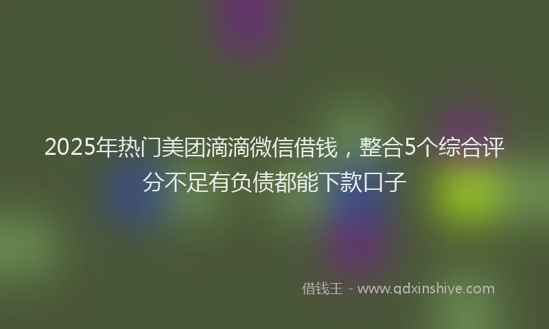 2025年热门美团滴滴微信借钱，整合5个综合评分不足有负债都能下款口子