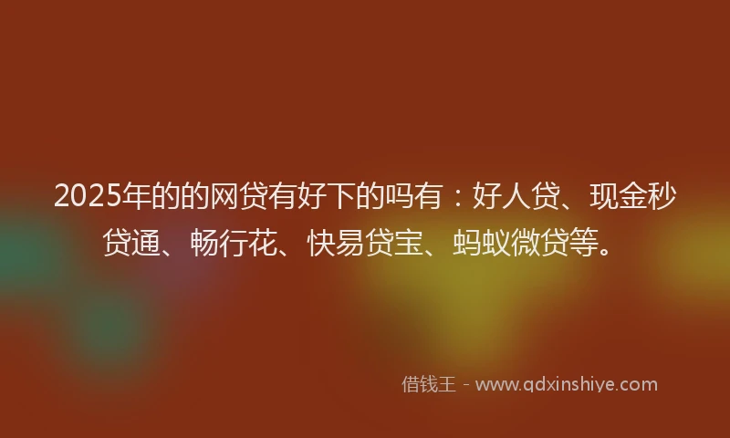 2025年的的网贷有好下的吗有：好人贷、现金秒贷通、畅行花、快易贷宝、蚂蚁微贷等。