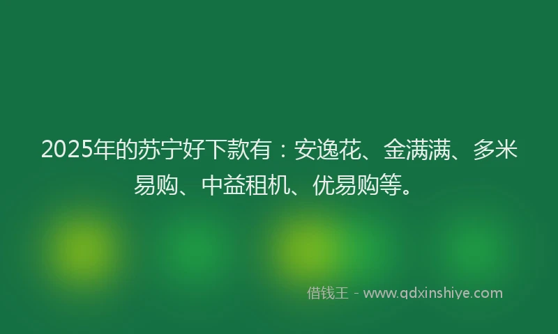 2025年的苏宁好下款有：安逸花、金满满、多米易购、中益租机、优易购等。