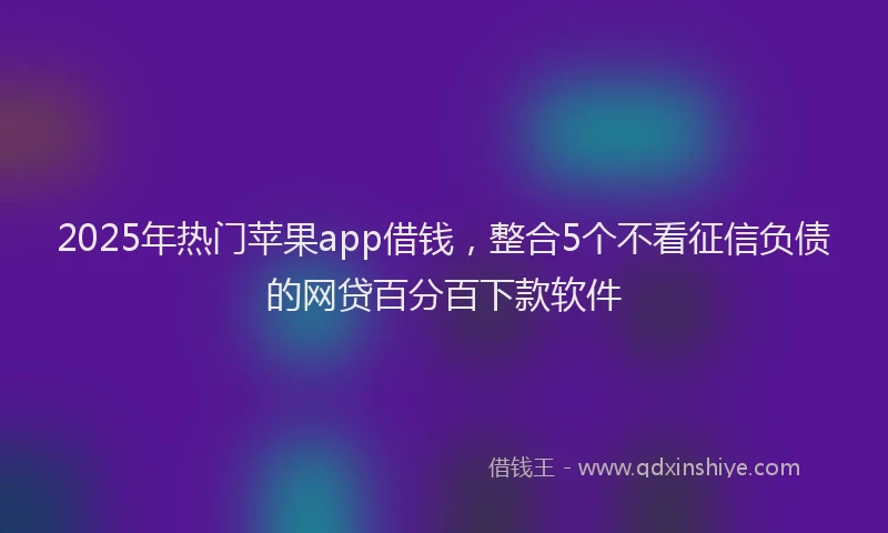 2025年热门苹果app借钱，整合5个不看征信负债的网贷百分百下款软件