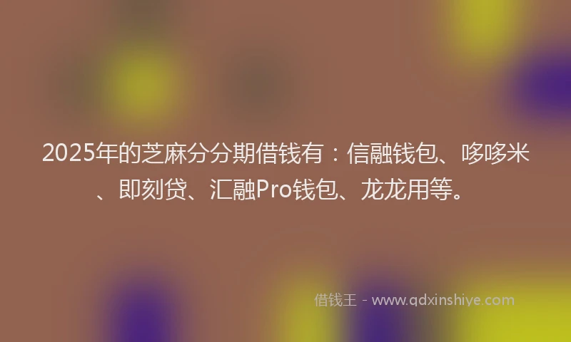 2025年的芝麻分分期借钱有：信融钱包、哆哆米、即刻贷、汇融Pro钱包、龙龙用等。