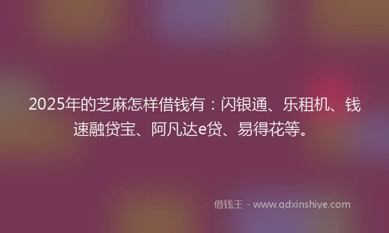 2025年的芝麻怎样借钱有：闪银通、乐租机、钱速融贷宝、阿凡达e贷、易得花等。