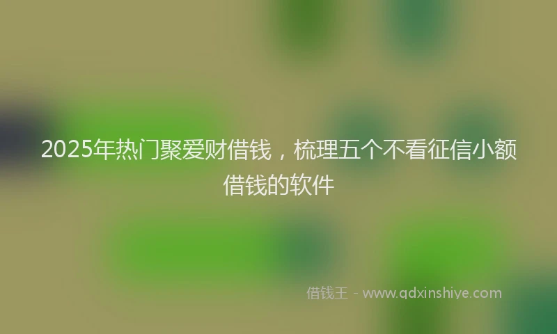 2025年热门聚爱财借钱，梳理五个不看征信小额借钱的软件