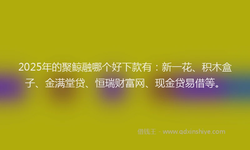 2025年的聚鲸融哪个好下款有：新一花、积木盒子、金满堂贷、恒瑞财富网、现金贷易借等。