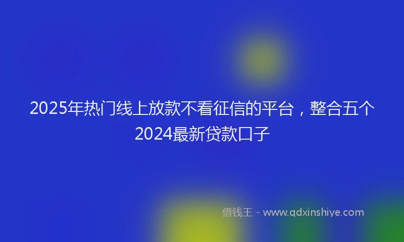 2025年热门线上放款不看征信的平台，整合五个2024最新贷款口子