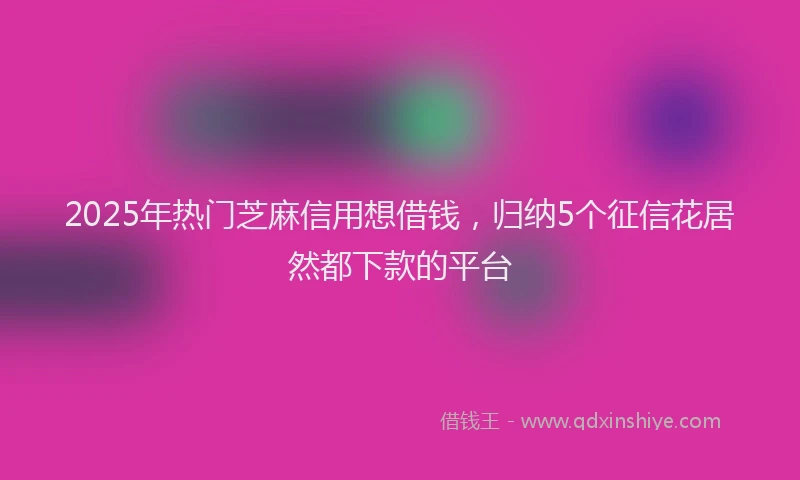 2025年热门芝麻信用想借钱，归纳5个征信花居然都下款的平台