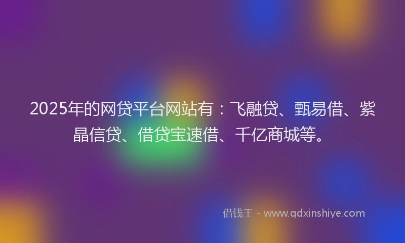 2025年的网贷平台网站有：飞融贷、甄易借、紫晶信贷、借贷宝速借、千亿商城等。