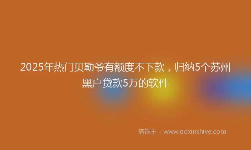 2025年热门贝勒爷有额度不下款，归纳5个苏州黑户贷款5万的软件