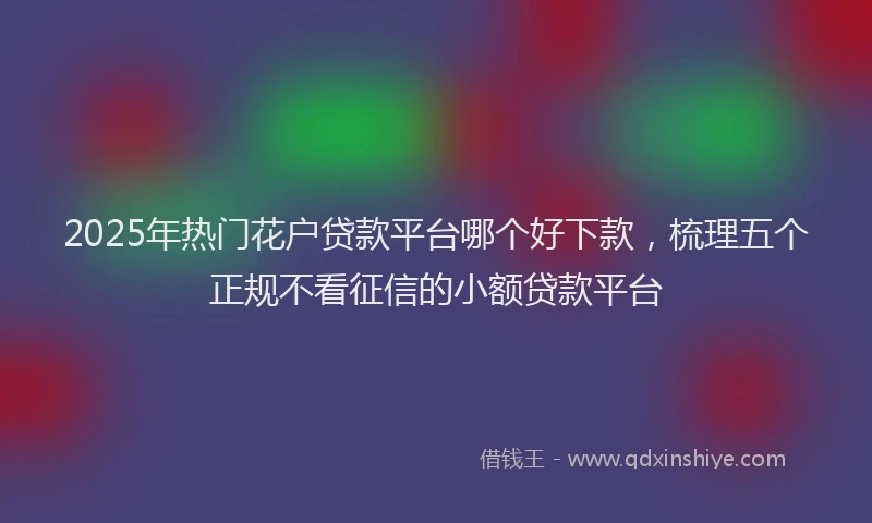2025年热门花户贷款平台哪个好下款，梳理五个正规不看征信的小额贷款平台