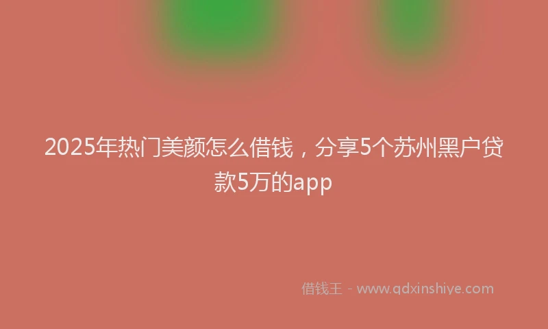 2025年热门美颜怎么借钱，分享5个苏州黑户贷款5万的app