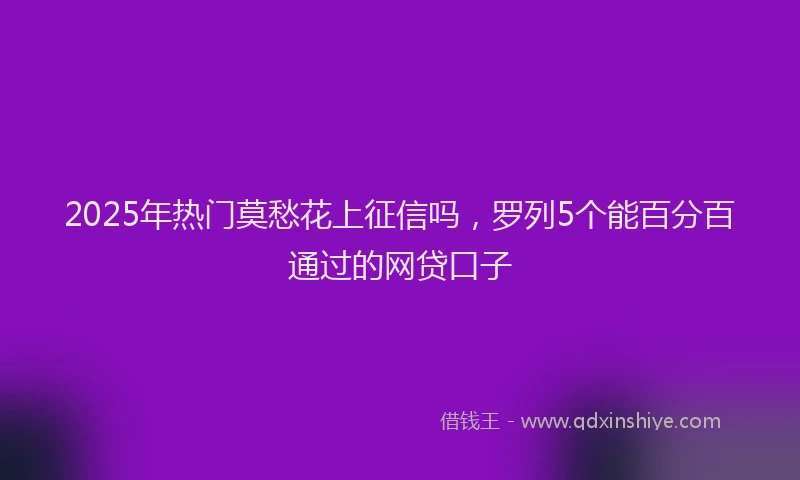 2025年热门莫愁花上征信吗，罗列5个能百分百通过的网贷口子