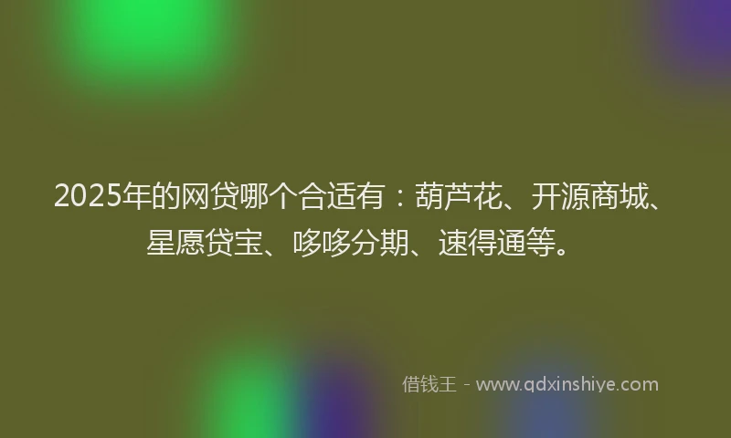 2025年的网贷哪个合适有：葫芦花、开源商城、星愿贷宝、哆哆分期、速得通等。