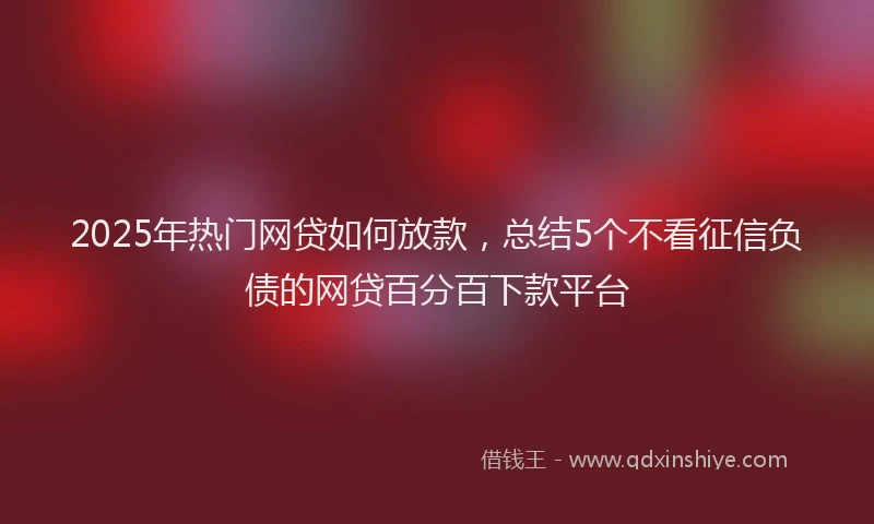 2025年热门网贷如何放款，总结5个不看征信负债的网贷百分百下款平台