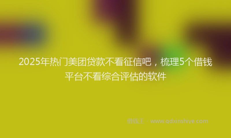 2025年热门美团贷款不看征信吧，梳理5个借钱平台不看综合评估的软件