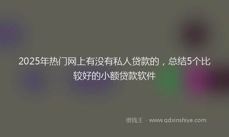2025年热门网上有没有私人贷款的，总结5个比较好的小额贷款软件