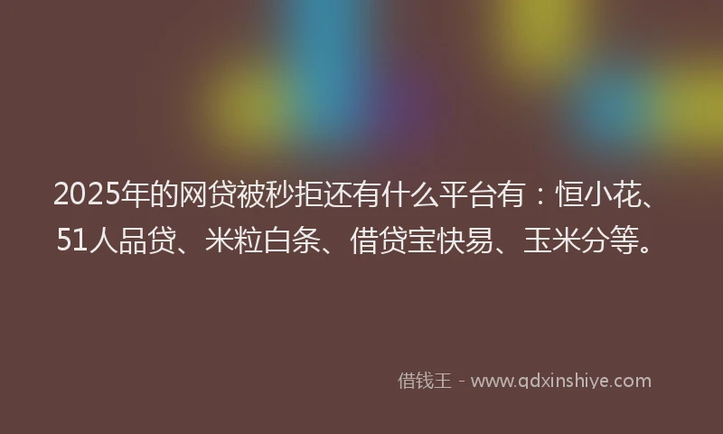 2025年的网贷被秒拒还有什么平台有：恒小花、51人品贷、米粒白条、借贷宝快易、玉米分等。