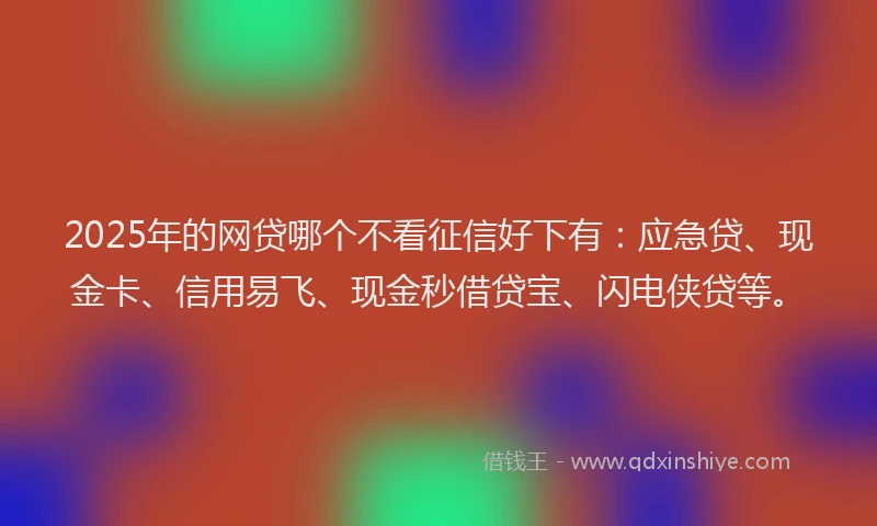 2025年的网贷哪个不看征信好下有：应急贷、现金卡、信用易飞、现金秒借贷宝、闪电侠贷等。