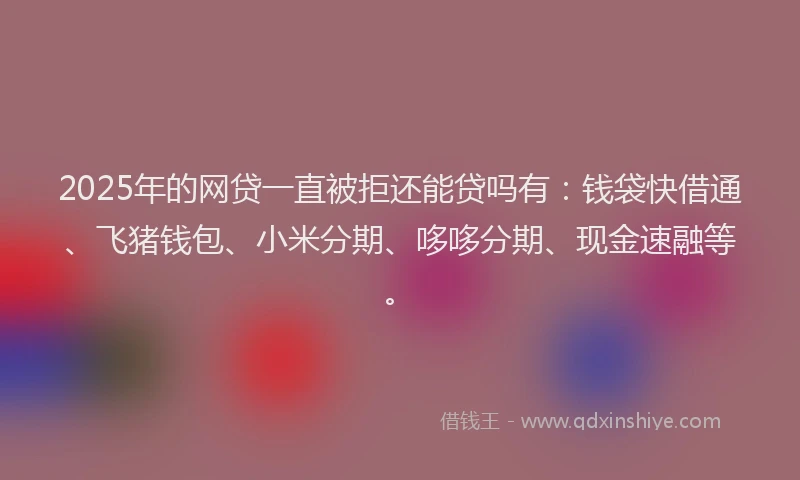 2025年的网贷一直被拒还能贷吗有：钱袋快借通、飞猪钱包、小米分期、哆哆分期、现金速融等。