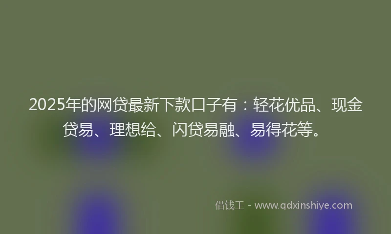 2025年的网贷最新下款口子有：轻花优品、现金贷易、理想给、闪贷易融、易得花等。