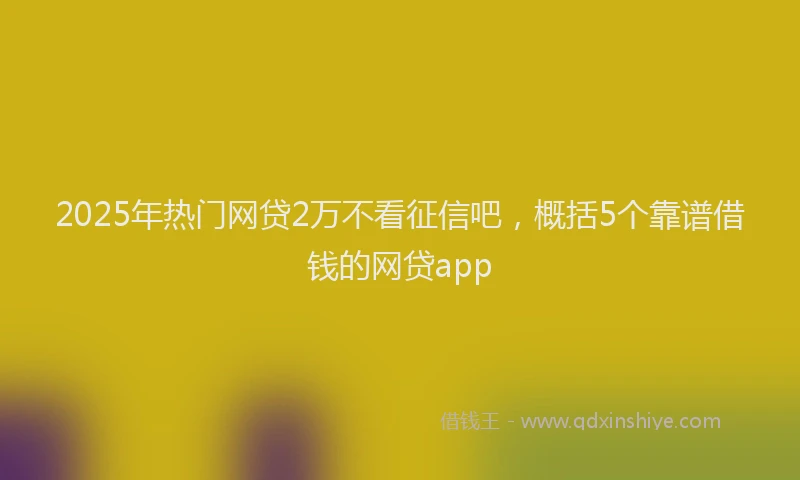 2025年热门网贷2万不看征信吧，概括5个靠谱借钱的网贷app