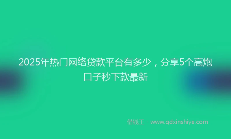 2025年热门网络贷款平台有多少，分享5个高炮口子秒下款最新