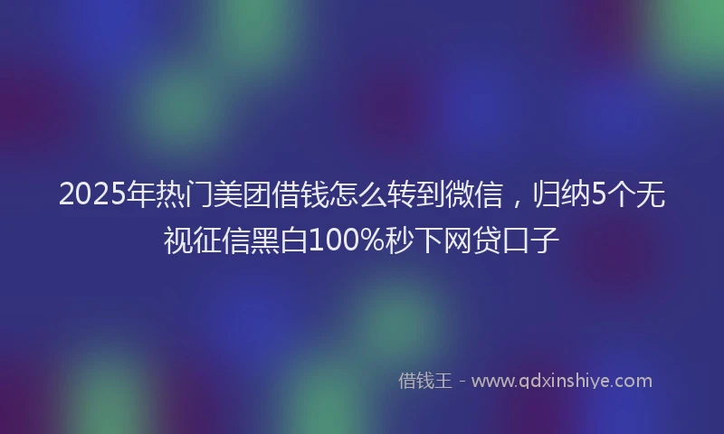 2025年热门美团借钱怎么转到微信，归纳5个无视征信黑白100%秒下网贷口子