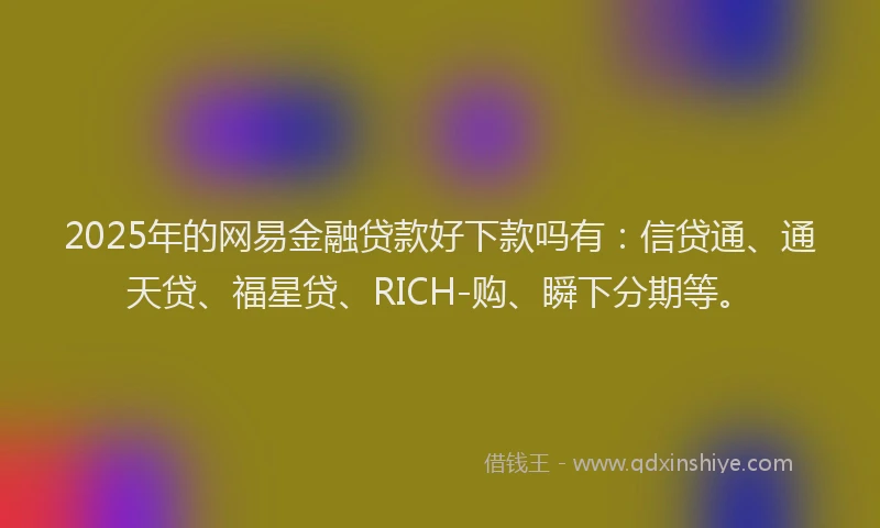 2025年的网易金融贷款好下款吗有：信贷通、通天贷、福星贷、RICH-购、瞬下分期等。