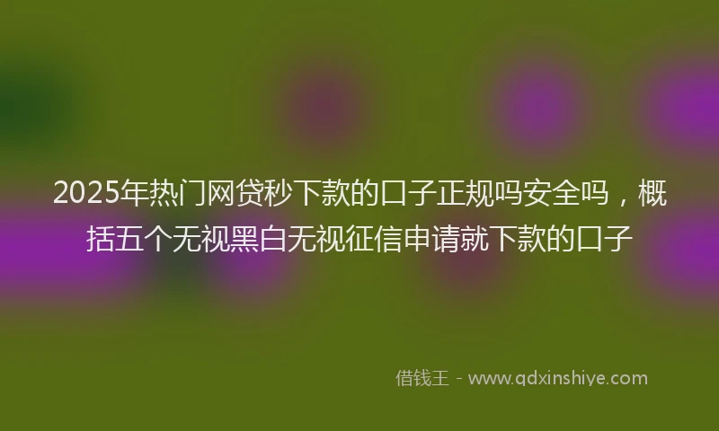 2025年热门网贷秒下款的口子正规吗安全吗，概括五个无视黑白无视征信申请就下款的口子