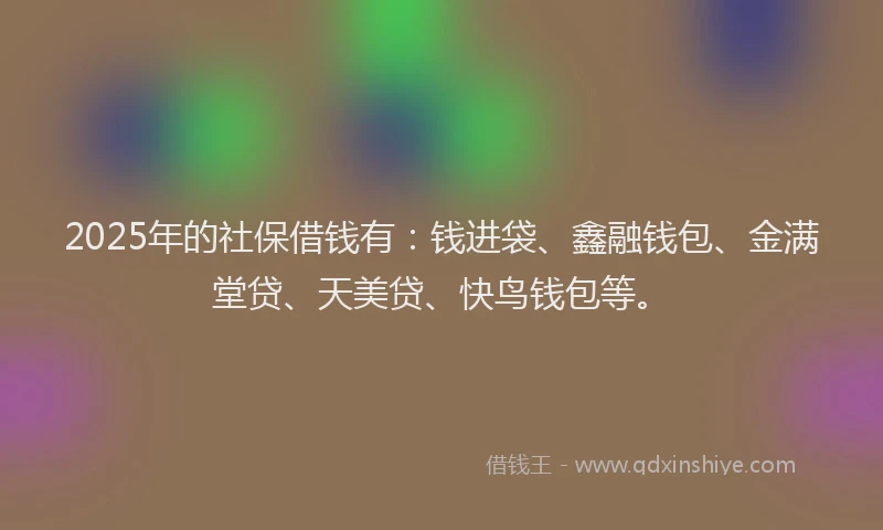 2025年的社保借钱有：钱进袋、鑫融钱包、金满堂贷、天美贷、快鸟钱包等。