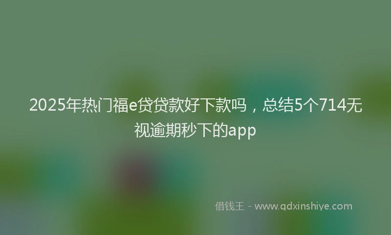 2025年热门福e贷贷款好下款吗，总结5个714无视逾期秒下的app