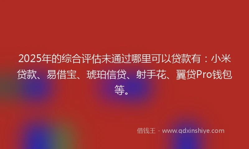 2025年的综合评估未通过哪里可以贷款有：小米贷款、易借宝、琥珀信贷、射手花、翼贷Pro钱包等。