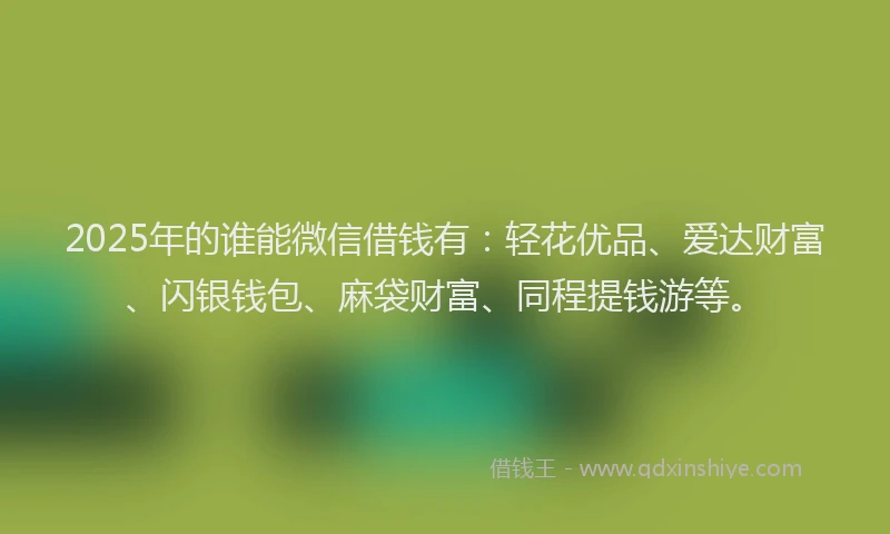 2025年的谁能微信借钱有：轻花优品、爱达财富、闪银钱包、麻袋财富、同程提钱游等。