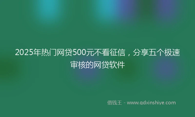 2025年热门网贷500元不看征信，分享五个极速审核的网贷软件
