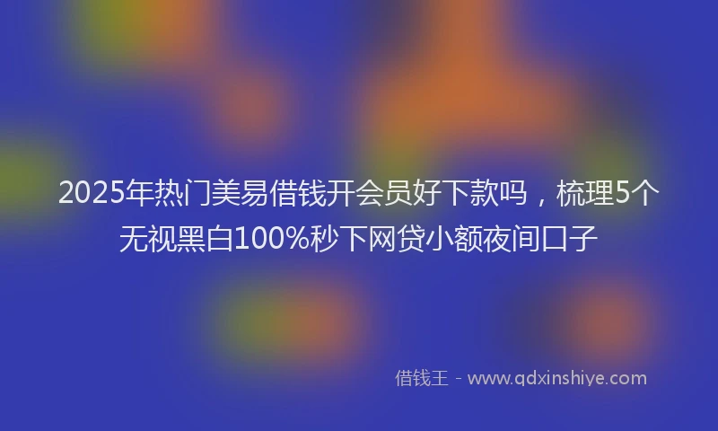 2025年热门美易借钱开会员好下款吗，梳理5个无视黑白100%秒下网贷小额夜间口子