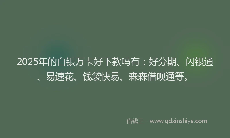 2025年的白银万卡好下款吗有：好分期、闪银通、易速花、钱袋快易、森森借呗通等。