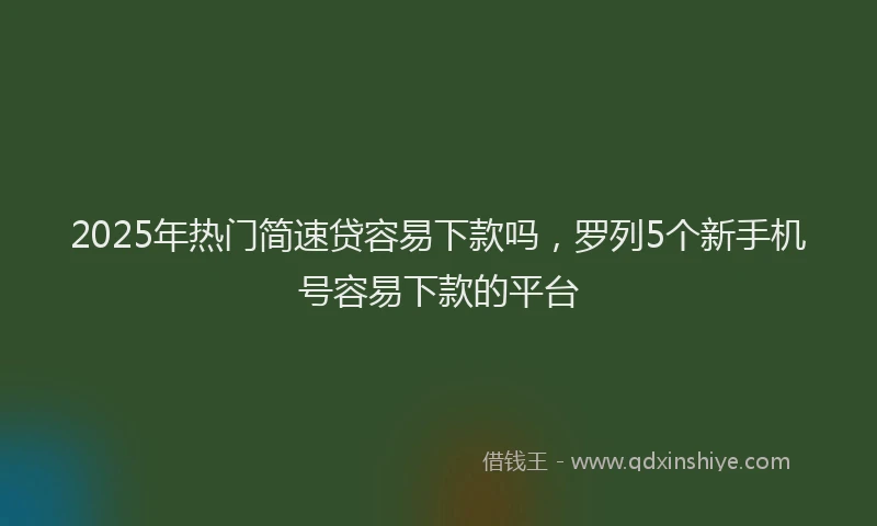 2025年热门简速贷容易下款吗，罗列5个新手机号容易下款的平台