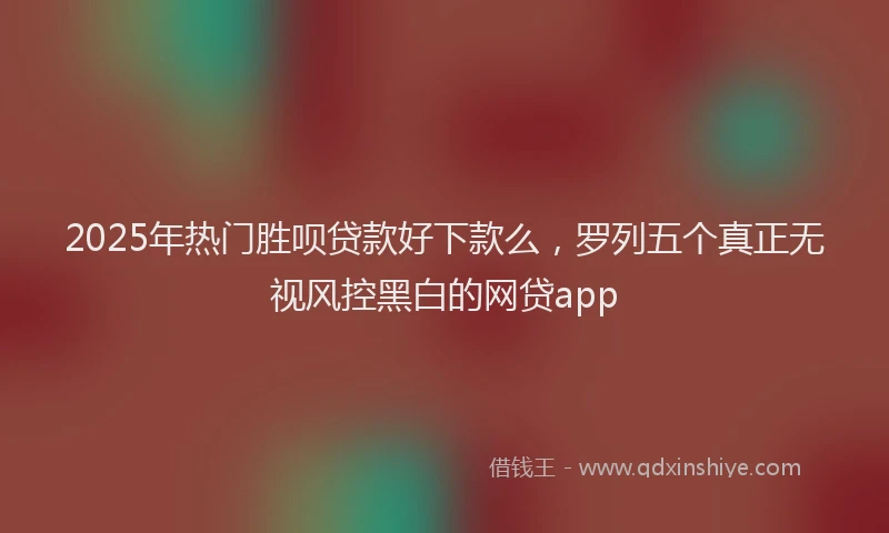 2025年热门胜呗贷款好下款么，罗列五个真正无视风控黑白的网贷app
