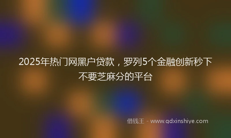 2025年热门网黑户贷款，罗列5个金融创新秒下不要芝麻分的平台