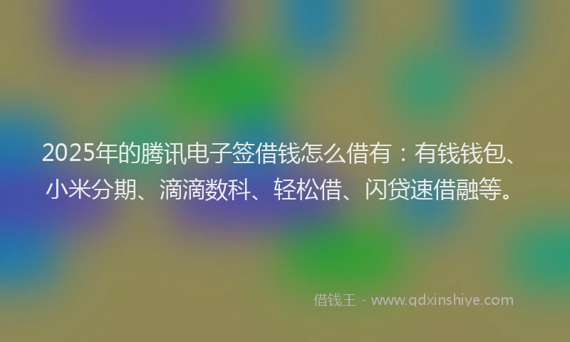 2025年的腾讯电子签借钱怎么借有：有钱钱包、小米分期、滴滴数科、轻松借、闪贷速借融等。