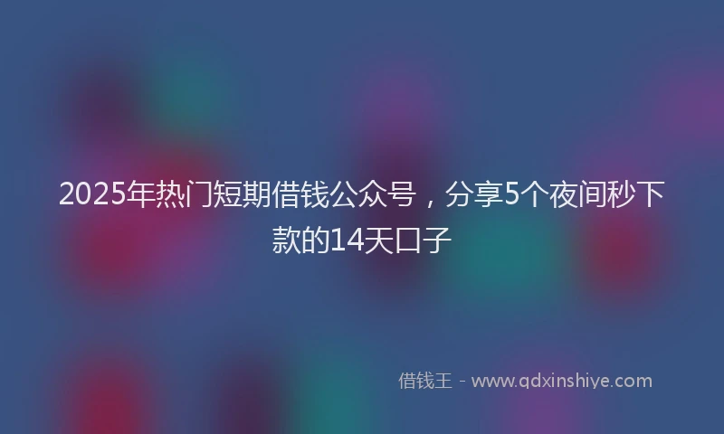 2025年热门短期借钱公众号，分享5个夜间秒下款的14天口子