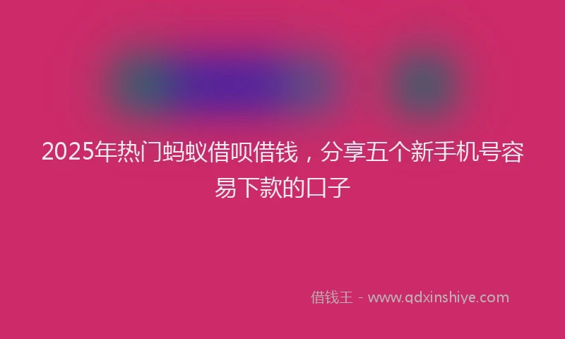 2025年热门蚂蚁借呗借钱，分享五个新手机号容易下款的口子
